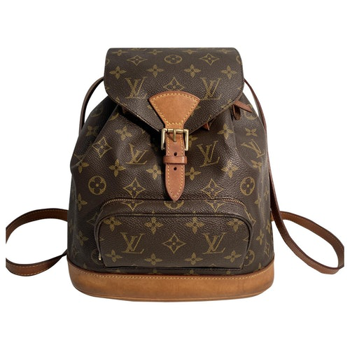 Pre-Owned Louis Vuitton Montsouris Brown Cloth Backpack | ModeSens