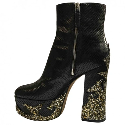 Pre-owned Marc Jacobs Black Glitter Ankle Boots