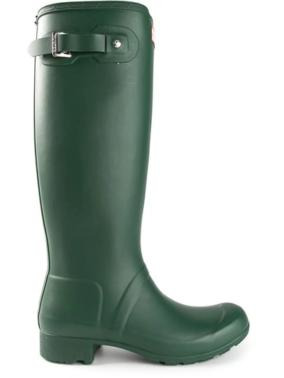 Hunter Original Tall Vulcanised Natural Rubber Wellington Boots In Green