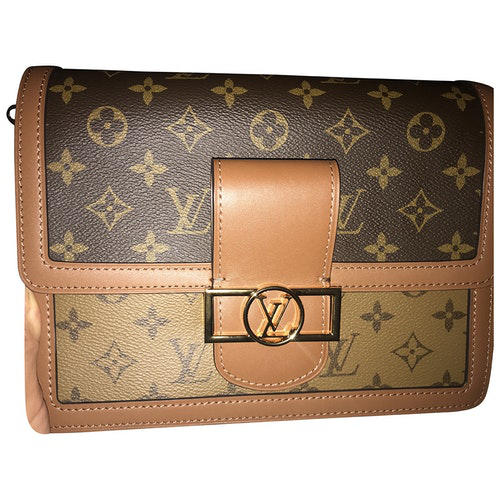 Pre-Owned Louis Vuitton Dauphine Mm Brown Cloth Handbag | ModeSens