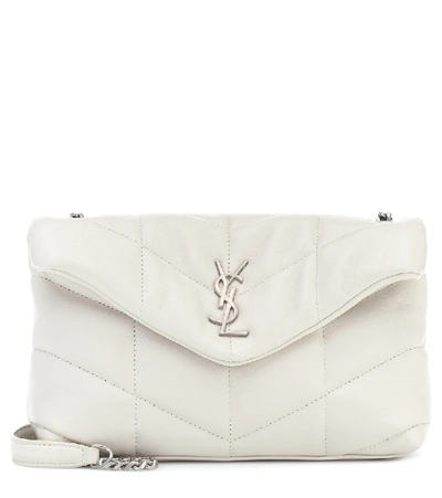 Saint Laurent Loulou Puffer Mini Leather Shoulder Bag In White