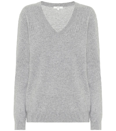 Vince Blue Weekend V-neck Cashmere Sweater In Gray