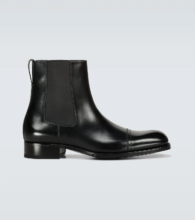 Tom Ford Edgar Polished Leather Chelsea Boots In Black
