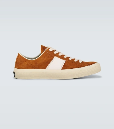 Tom Ford Brown Cambridge Suede Trainers In Orange