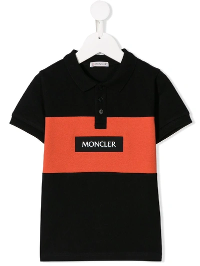 Moncler Kids' Logo Patch Polo Shirt In Black