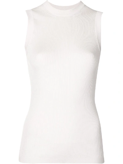 Vera Wang Sleeveless Ribbed Knit Tank Top In White