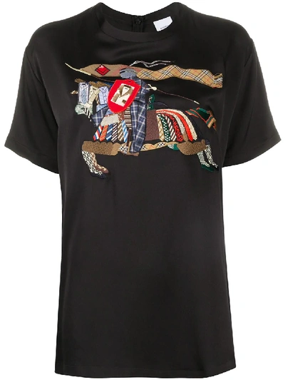 Burberry Equestrian Knight Embroidered T-shirt In Black