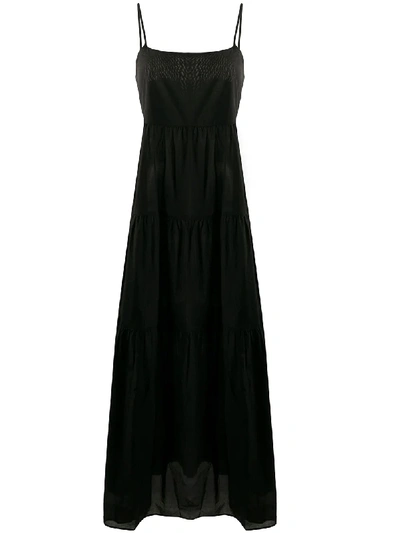 Emporio Armani Tiered Maxi Dress In Black