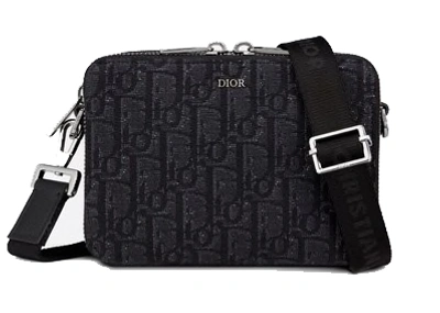 Pre-owned Dior  Wallet With Strap Oblique Jacquard Black