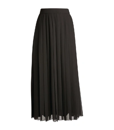 The Row Magda Pleated Georgette Midi Skirt In Black