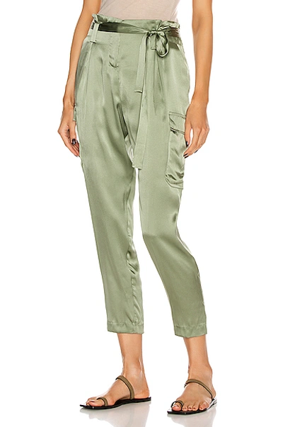 L Agence L'agence Roxy Silk Paperbag Cargo Trousers In Light Ivy