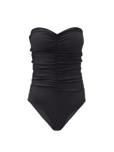 Jade Swim Yara Strapless Ruched Swimsuit In Black