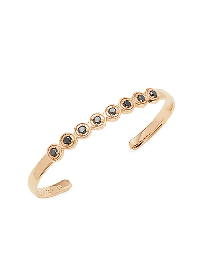 Sara Weinstock Round Bezel 18k Rose Gold & Black Diamond Cuff Bracelet