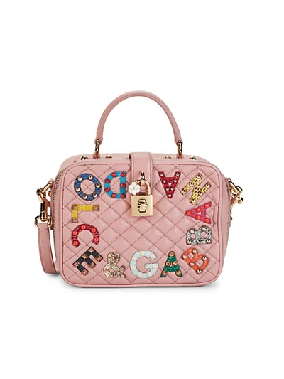 Dolce & Gabbana Embellished Logo Letter Appliqu&eacute; Leather Camera Bag In Pink