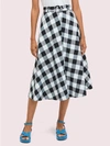 Kate Spade Women's Gingham Midi Skirt In Black
