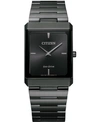 Citizen Eco-drive Stiletto Black Dial Black Ion-plated Unisex Watch Ar3107-57e In Gray