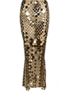 PACO RABANNE SEQUINED LIGHT GOLD MAXI SKIRT,19HIJU074PS0129