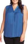 Vince Camuto Rumple Satin Sleeveless Top In Cool Dusk