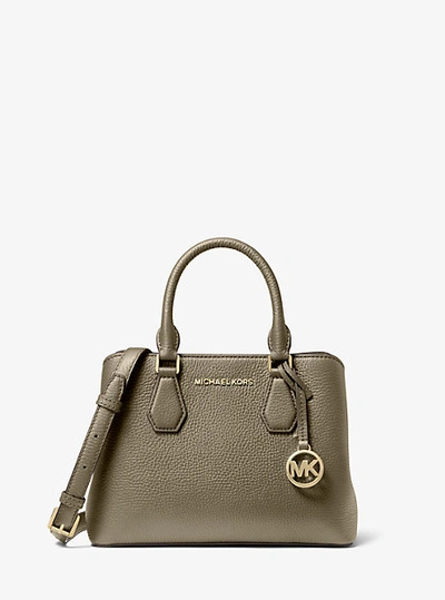 Michael Kors Camille Small Pebbled Leather Satchel In Green