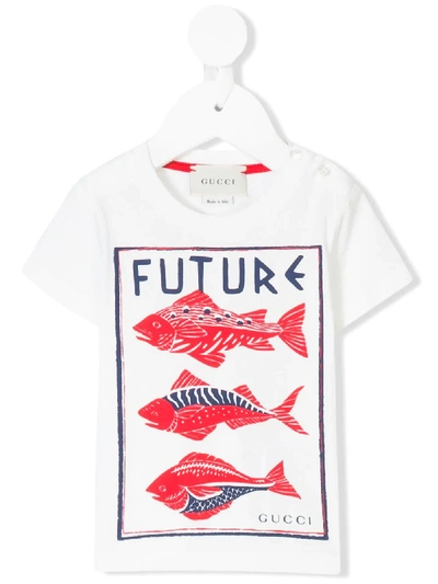 Gucci Babies' Fish-print T-shirt In White
