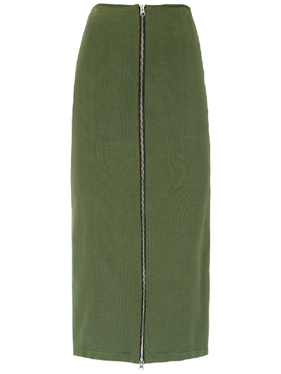 Olympiah Nika Zip-up Midi Skirt In Green