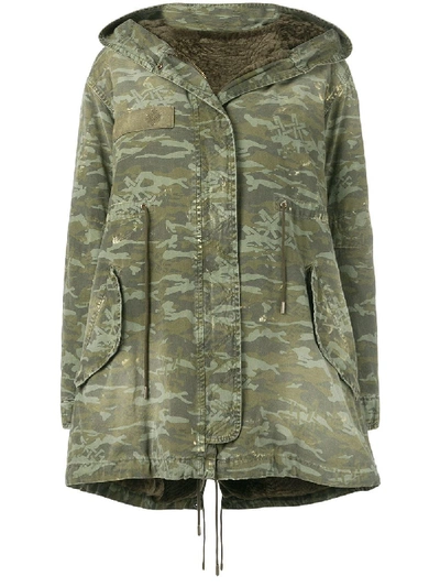 Mr & Mrs Italy Camouflage Print Mid-length Parka In Green