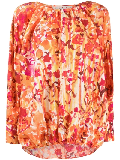 Marni Printed Blouse In Orange