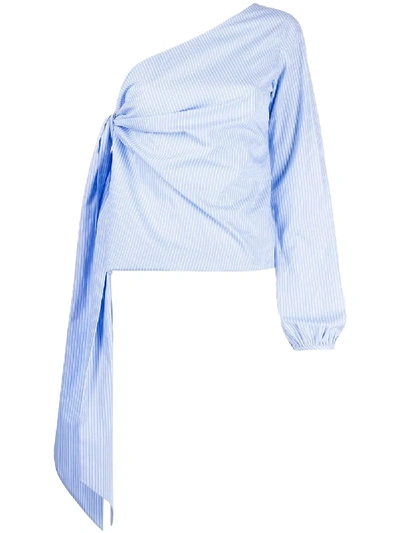 N°21 One-shoulder Draped Blouse In Blue