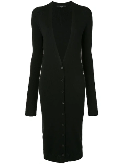 Vera Wang Long Sleeve Ribbed Knit Cardigan In Black