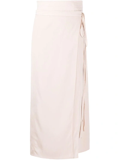 Lemaire High-waisted Wrap Skirt In Pink,beige