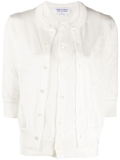 Comme Des Garçons Comme Des Garçons Ruffle Front Cropped Sleeve Shirt In White