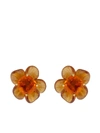 IRENE NEUWIRTH 18KT YELLOW GOLD ONE-OF-A-KIND TROPICAL FLOWER OPAL AND GARNET STUDS