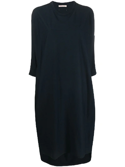 Marni Gathered Midi Dress In Blau