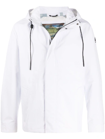 Moose Knuckles Logo Plaque Windbreaker Jacket In White