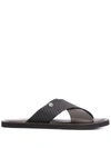 Baldinini Cross-over Strap Slides In Brown