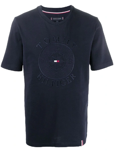 Tommy Hilfiger Embroidered Logo T-shirt In Blue