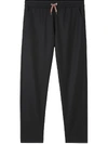 Burberry Icon Stripe Detail Wool Mohair Trackpants In Black