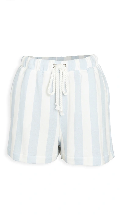 David Lerner Britta Terry Shorts In Stripe Blue