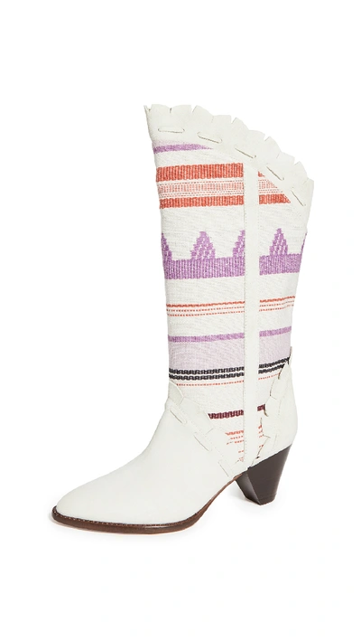 Isabel Marant Leesta Tapestry Cowboy Boots In White