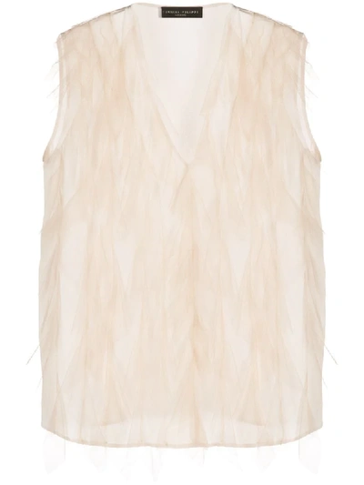 Fabiana Filippi Ruffle Tulle Sleeveless Blouse In Neutrals