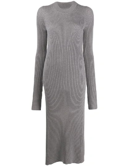 Maison Margiela Asymmetric Long Knitted Jumper In Grey