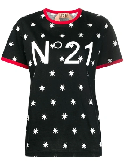 N°21 Star Print Logo T-shirt In Black