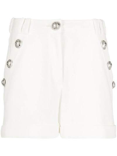 Balmain Button Embellished Shorts In White