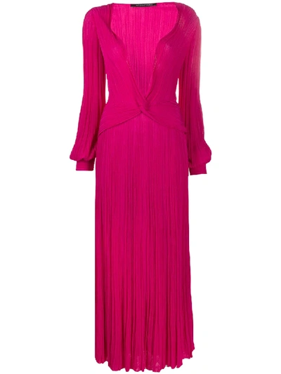 Antonino Valenti Plunge Neck Pleated Dress In Pink