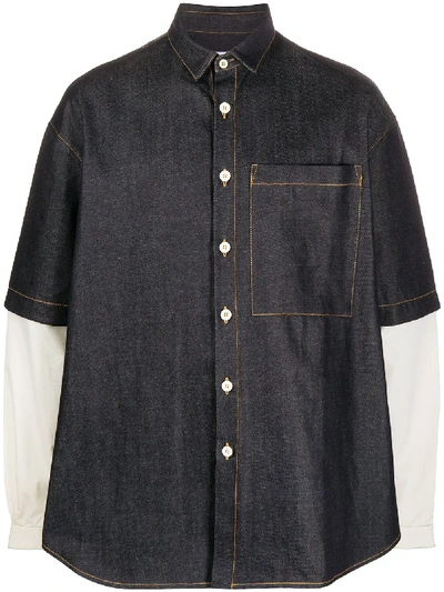 Sunnei Jeanshemd Im Layering-look In Blue