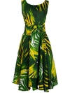 Samantha Sung Aster Leaf Print Dress In Green
