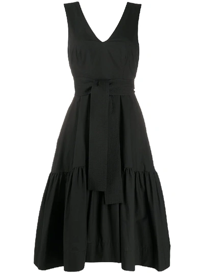 P.a.r.o.s.h Flared Tie-waist Dress In Black