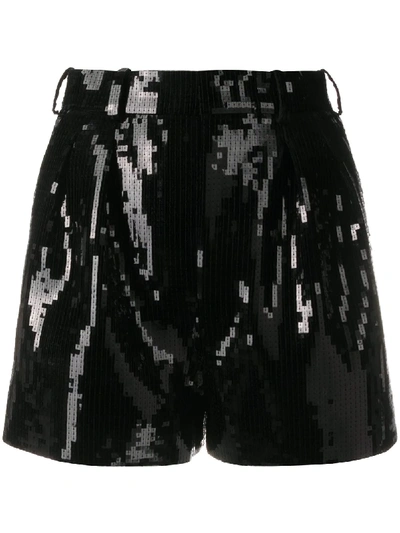 Saint Laurent Sequin-embellished Shorts In Black