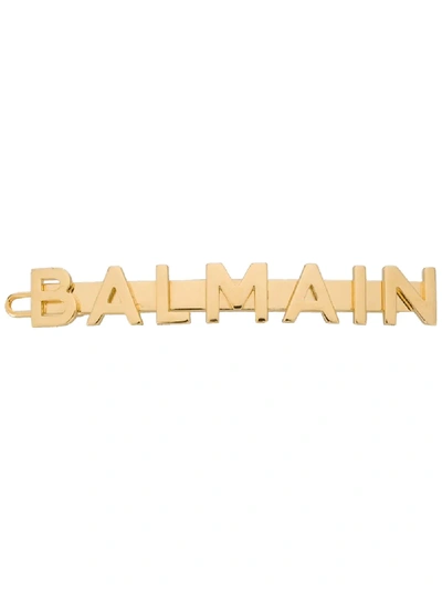 Balmain Logo-lettering Hair Clip In Gold