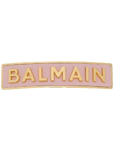 Balmain Logo-lettering Hair Clip In Pink